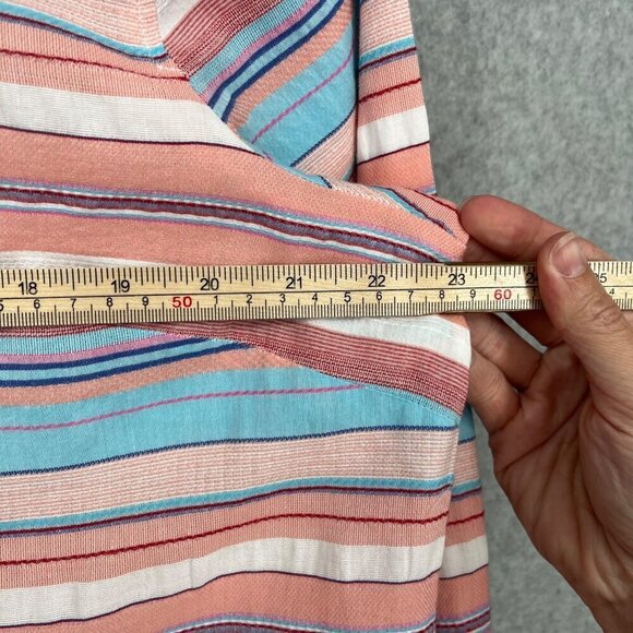 Talbots Classic Casual Button Up Shirt Size XL Sunset Stripe Serape Pink Blue - Picture 10 of 11